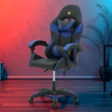 Royaloak Blue Hawk Gaming Chair | Leatherette Upholstery | High Backrest | Comfortable Armrest | Tilt Mechanism | Cushioned Lumbar & Neck Support | Revolving Mechanism | Recliner Upto 135 | Nylon Base