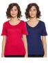 Indigo Women’S Regular T-Shirt (Aw21/Ind-9006_Blue+ Red_Small