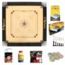 KOXTONS – Carrom Board 36 INCH Full Size with 3″ Border & 8 mm Ply (Premium) with STRICKER & Accessories and Vista 14 INCH Chess Conquer Gift Set