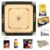 KOXTONS – Carrom Board 36 INCH Full Size with 3″ Border & 8 mm Ply (Premium) with STRICKER & Accessories and Vista 14 INCH Chess Conquer Gift Set