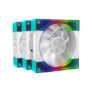 Ant Esports QuartzFlow 3-In-1 120mm ARGB Stackable Case Fan Kit with Forward/Reverse Switch and Wire Free Daisy Chain – White