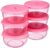 Amazon Brand – Solimo Plastic Nestable Round Container | Set of 6 | 900 ml | Pink