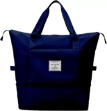 Waterproof Expandable Travel Duffel Bag – Lightweight, Foldable Weekender Tote for Women – Large Capacity for Travel & Gym (Navy Blue)