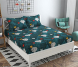 New Town 180 TC Cotton Queen Floral Fitted (Elastic) Bedsheet(Pack of 1, Multicolor)