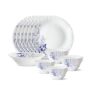 Larah By Borosil Opalware Dinner Set – 19 Pieces, White, Blue Eve Silk
