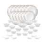 La Opala Opal Glass Crockery | for Family of 6 | Dinner Set 35 pcs Spring Meadows | Plates & Bowls for Dining | Microwave Safe | 100% Vegetarian | Extra Strong | Extra Light & White