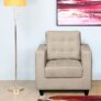 @home By Nilkamal Matthew Fabric 1 Seater Sofa for Living Room in Beige Color & Matte Finish