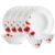 Larah by BOROSIL Red Carnation Opalware Dinner Set, (14-Pieces, White)