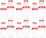 Clazkit Plastic Pet Storage Jar and Container, Set of 24 (120ml, 350ml, 650ml, 1.20ltrs Each), Red|Air Tight |Kitchen Organiser|BPA Free|Stackable