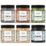 LILA DRY FRUITS 6 Superseed Combo (Basil, Chia, Sunflower, Watermelon, Pumpkin & Flax) 6 x 100 Gms Jar Pack | Healthy Combo for Immunity and Weight Management | Mix Seeds for Diet | Superfood Snacks