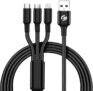 Callmate 3-in-1 Cable 2 A 1 m 3 in 1 Multiple USB Fast Charging for Android, iOS and Devices(Compatible with For All Smart Phones, Black, One Cable)