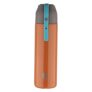 Bergner Walking 500 ml Thermo Steel Bottle/Flask, Hot/Cold, Vacuum Insulated, For Water/Coffee/Tea/Soup/Juice, Use in Office/Commute/Sports/Travel, Press Button Lid, Carry Strap, Burnt Orange, Rust/Leak Proof