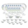 La Opala Diva Classique Collection Opal Glass Crockery | for Family of 8 | Dinner Set 53 pcs Blue Daisy | Plates, Bowls & Cups for Dining | Microwave Safe | 100% Vegetarian | Extra Strong | White