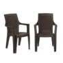 Nilkamal Mystique Plastic Chair with Armrest | Set of 2 | 3 Year Warranty | Heavy Duty Chair for Home, Living Room, Dining Room, Bedroom & Office | Stackable Polypropylene |Outdoor & Garden Use | SRB