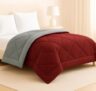 BSB HOME Microfibre All Season/Ac/Summer Solid Reversible Double Bed Comforter Blanket | Dohar | Duvets |Ultra Soft & Light Weight- (220 GSM, Maroon & Aqua), 300 TC