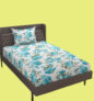 OPTICA WEAVES Polycotton Single Flat 220 TC Floral Bedsheet(Pack of 1, Aqua Floral)