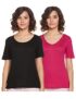 Indigo Women’S Regular T-Shirt (Aw21/Ind-9004_Dark Pink+ Black_Small