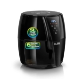 Glen Digital Air Fryer 5L, 1500W Large Airfryer with 6 Pre-Set Function, Non-Stick Basket, Auto Sleep & Shut Off, Timer & Temperature Control, Bake Fry Roast & Grill with Less Oil – Black (SA3041DIGI)