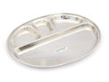COCONUT Stainless Steel Oval Shape Partition Plate – 1 Unit (32 cm) Dinner Plate