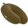 Btag Travel Neck Pillow for Men & Women | Soft Fibre Cushion for Flight, Car & Train | Soft Velvet Fabric with Attachable Snap Strap | Cervical Support for Neck Pain Relief. Pack of 1 (Tan Brown)
