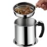 1.3 L Stainless Steel Oil Strainer with Fine Mesh Filter, Heat‑Resistant Handle & Dust‑Proof Lid – Reusable Frying Grease Storage Container, Easy to Clean