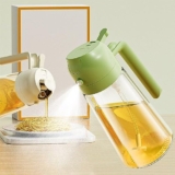 Nanzu 2 in 1 Oil Sprayer and Dispenser Bottle – 500ML for Kitchen, Cooking, BBQ, Air Fryer, Salad, Frying, Baking