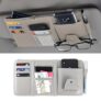 Car Visor Organizer with Zipper – PU Leather Sun Visor Pouch for Cards, Sunglasses, Pens & Small Documents – Car Storage Accessory with Mesh Pockets