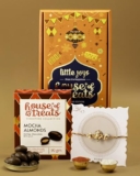 Hyperfoods® Rakhi Hamper For Brother Chocolate Gift Pack Little Joy Box Mocha Almonds Dragees 90g with Ganesha Rakhi Roli & Rice Raksha Bandhan Gift Hamper Chocolates Gift Pack