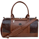 Zombom 35 L Hand Duffel Bag – Premium Leatherette Fabric Travel Duffle Bag With Shoulder Strap For Men & Women – Brown, Black – Regular Capacity (Brown)