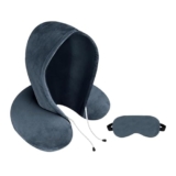 Avolusion Neck Pillow with Hood Car Cushion Pillows for Comfort Sleep and Travel in Plane Flight Car Train Airplane for Men’s and Women Travel Accessory Pillow for Neck Pain Relief Support