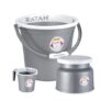 RATAN PLASTICWARE Plastic Bathroom Set of 3 Pieces Combo Pack Gloria Plain,18 Liters Bucket + Nova Stool Patla 107 + Gloria Plain Bath Mug 1 Liter – NIR Silver