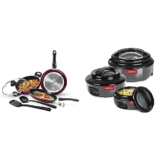 Milton Pro Cook Induction Kitchen Jewel Set of 5, Peach & Milton Ernesto Inner Jr. Casserole Set of 3 (420 ml, 850 ml, 1.43 litres), Grey