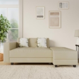 Amazon Brand – Solimo Olvera 3 Seater L Shape Sectional Sofa cum Bed (Fabric, Beige)