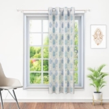 MollisHomes Window Curtains 5 Feet Long Set of 1 | Motif Design | Polyester | Light Filtering Curtains | Curtains for Living Room | 118 x 152 cm, White & Blue Color | Perfect for Home Décor