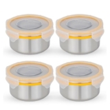 STEELLOCK Stainless Steel Airtight Container with Lid | Leakproof, BPA-Free | Multipurpose Food Storage Containers/Tiffin/Dabba for Office, School & Kitchen | SL-1201-set of 4, 280ml each, Yellow