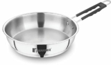 BERGNER Eternity Stainless Steel Frypan with Triply Bottom, Induction Base and Silicone Grip Handle, 7 Year Warranty, 22 cm, Silver