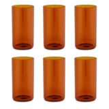 Borosil 350ml Set of 6 pcs Amber Vision Transparent Glass | Cold Drink Tumbler, Beer Glass, Juice Glass | Flame Proof Glasses | Microwave & Dishwasher Safe | Glass Drinking Tumbler