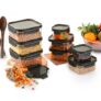 CELLO Modulock Pet Storage Container For Kitchen Set of 9 Pcs, Black (1000ml x 3, 600ml x 3, 260ml x 3) | Freezer & Fridge Safe, Airtight Pet Kitchen Storage Container For Beans, Whole Grains, Spices