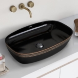 Plantex Ceramic Table Top Washbasin For Bathroom/Hand Wash Sink/Rectangle Countertop Vessel Sink Basin For Home/Office/Hotel (Black – 23.5 X 15 X 5 Inch)