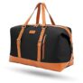 Aircase Canvas Designer Sling Duffle Bag With Pu Leather, Detachable Shoulder Strap, Easy To Clean & Durable Cabin Luggage Hand Bag For Travel/Gym/Business, For Men & Women, Black- 6 Month Warranty