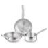 Bergner TriPro 4 Pcs Tri-Ply Stainless Steel Induction Bottom Cookware Set – 22cm (2L) Kadai and 22cm (1L) Frypan with Common Stainless Steel Lid, 14cm (1L) Teapan, Less Oil Use, Easy to Clean