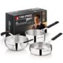 TriPro Triply Mini Cookware Set 3 Pcs Mini Set – 12cm (550ml) Saucepan, 14cm Frypan, 14cm (600ml) Kadai, Compact Kitchen Cooking Set, Bakelite Handle, Healthy Cooking – Induction and Gas Stove Ready