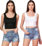 CHAKUDEE Fashion Casual Solid Women Black, White Top