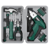 Hi-Spec Cordless Electric Screwdriver, Power Screw Driver Set with Pink Compact Tool Kit for Small Repair and Maintenance- Ideal Housewarming Gift,19 Piece (Green)