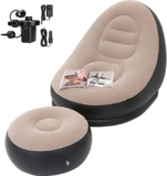 Onath Lounge Chair for Adults, Folding Portable Lazy Sofa with Foot Stool Indoor Livingroom Gaming Bedroom Office Balcony, Outdoor Travel Camping 2-in-1 with Air Pump