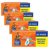 Whisper Choice Sanitary Pads For Women, Ultra Xl 20 (Pack Of 4) Napkins