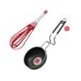 LAZYwindow Essential Iron Tadka Pan/Fry Pan with Steel Handle and Foldable Plastic Whisker Beater Hand Blender Mixer