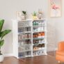 Homeland Design your Heritage Shoe Rack – 12-White Organizer/Multi-Purpose Shelf Storage Cabinet Stand Expandable for Heels, Boots, Slippers Plastic Portable and Folding Shoe Rack (White, 12-Layer)