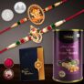 DeoDap Unique Bracelet, Design Rakhi with Card And Chocolate Combo, Multicolour, Set of 2