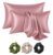 Shop141 Satin Silk Pillow Cover for Hair and Skin 2 Piece with 3 Piece Satin Silk Scrunchies Free Solid Pillow Covers with Envelope Closure